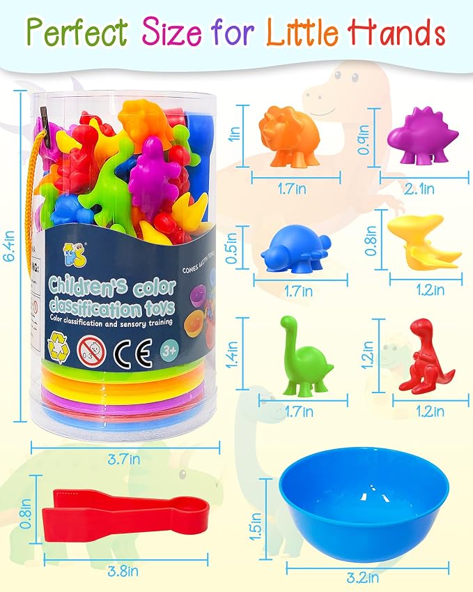48 Pcs Counting Dinosaurs Toys for Kids 3-5, 4-8, Montessori Learning Toys | Montessori Toys for 3 Year Old, Toddler Sensory Toy, Counting Bears, Preschool Educational Toy for Boys Girls, Birthday Gifts