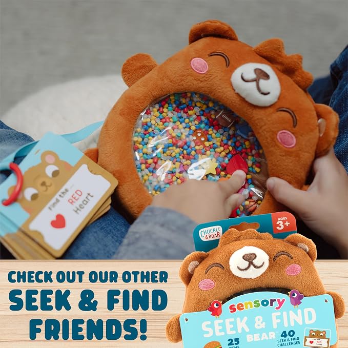 Chuckle & Roar Sensory Seek & Find Scavenger Hunt Plush Polar Bear | Game for Ages 3 and Up - Great On The Go Learning Toy for Toddlers
