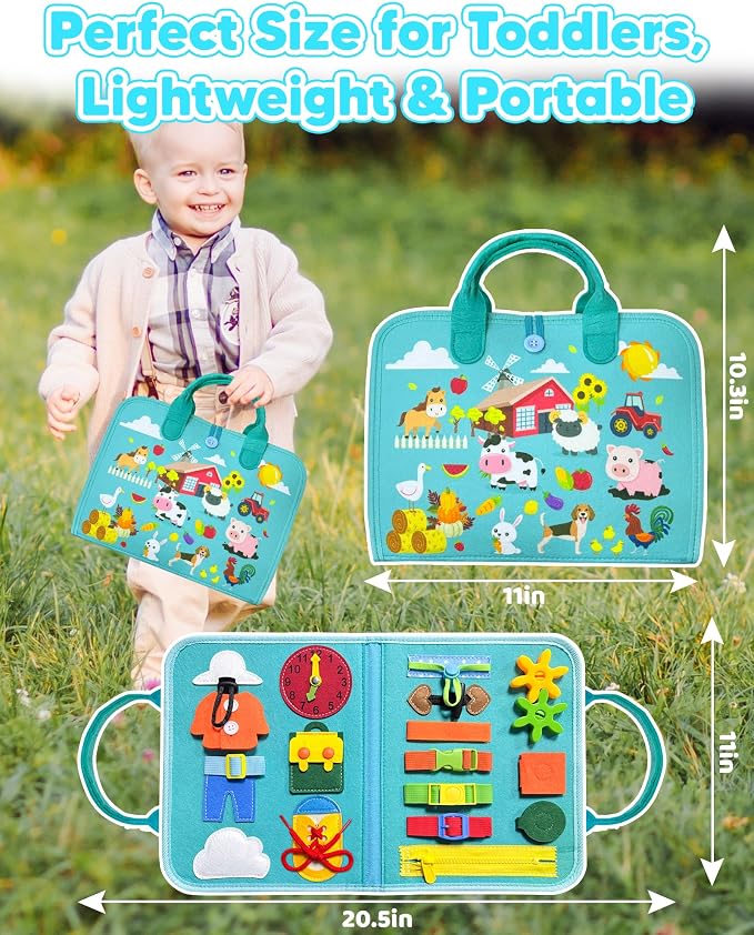 Walenty Busy Board Montessori Toys for Toddler Boy Girl Birthday Gifts | Busy Book for Toddlers, Learning Educational Toy, Airplane Car Travel Toy, Fine Motor Skills Sensory Toys, Toddler Activities