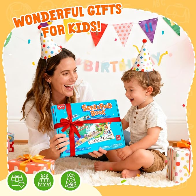 JoyCat Seek & Find Game Book - Animal Preschool Learning Activity | for Toddlers & Kids, Travel Activities Toys for Road Trip, Christmas Toys, Educational Gifts for Boys Girls Ages 3-5