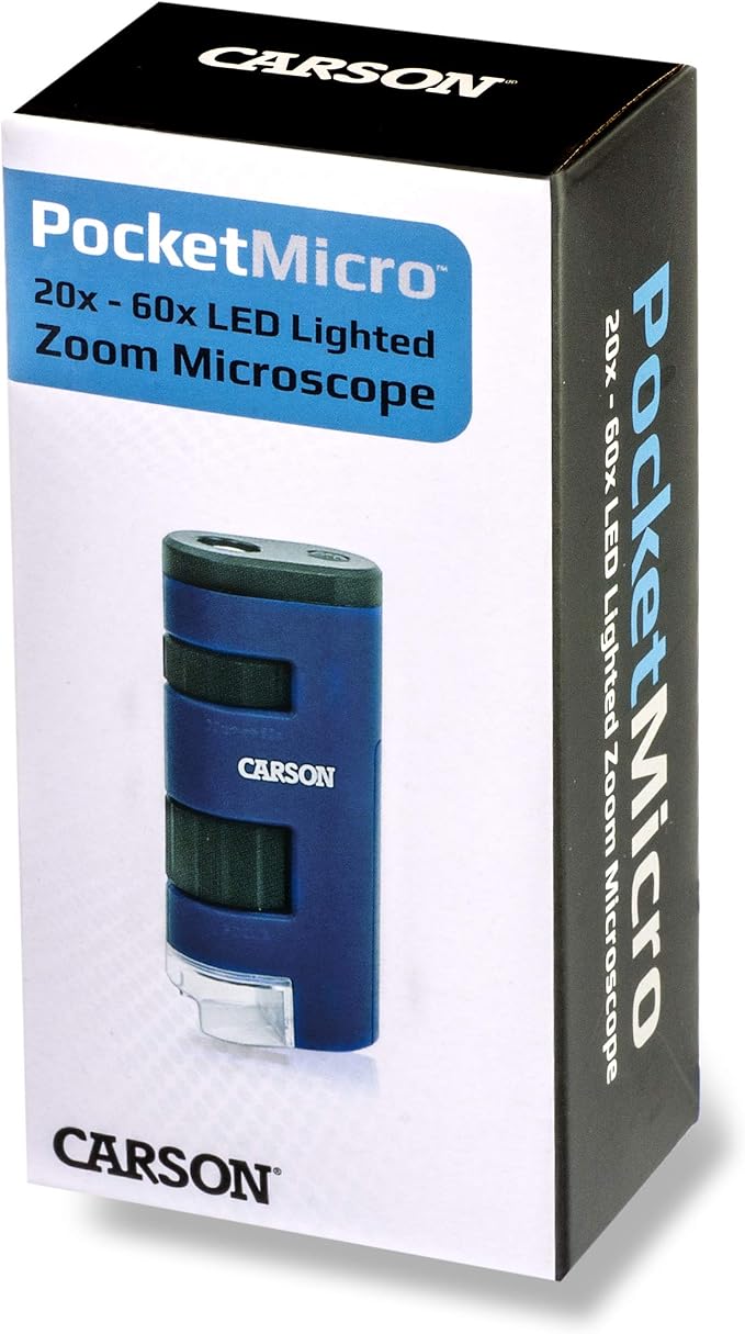 Carson Pocket Micro 20x-60x LED Pocket Microscope Handheld STEM Toy (MM-450) | Easy-to-Use Mini Handheld Microscope for Adults, STEM for Kids (MM-450)