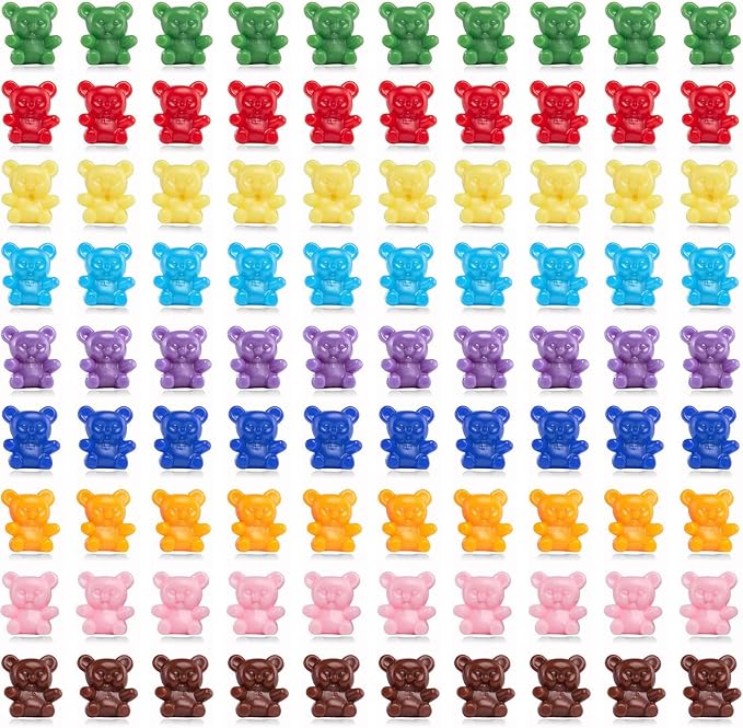 XINHUIDALSQ 90 Pieces Colored Counting Bears 0.62 Inch Rainbow Counting Bears Set 9 Colors Mini Plastic Bear Math Manipulatives for Toddlers Suitable for Ages 3+ Kids
