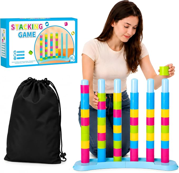 BBnote Giant Color Matching Challenge Game, Fast Pattern Match Ring Stacking Puzzle Stack Games, 1-2 Players, Family Board Game for Kids & Adults, Birthday Easter Christmas Party Gifts for Boy & Girl