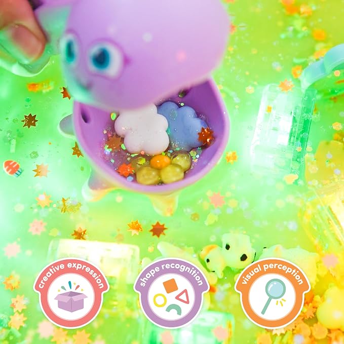 Glo Pals Fun Fillers, Sensory & Mini Toys for Kids, Zoo Crew, 3 Pack | Reusable Sensory Fillers For Slime, Jars, Bins and Dough, Sparks Imagination for Toddler and Kids