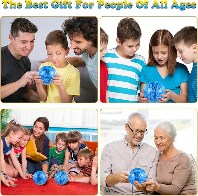 Sratte 3D Maze Ball - Gravity-Based Brain Teaser Puzzle Game Toy for Kids Teens Adults, Back to School Screen-Free Travel STEM Toy for Road Trips, Hard Challenge Birthday Gifts