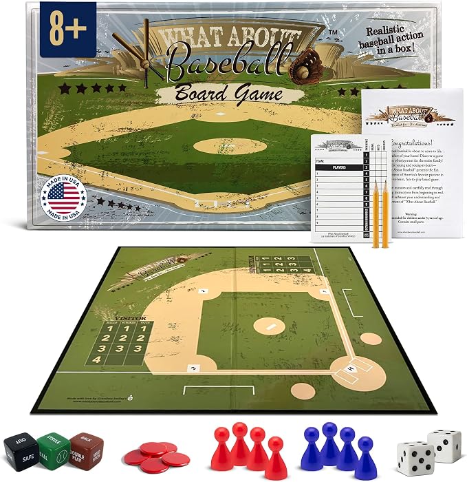 Baseball Gifts for Boys 8-12, Baseball Board Games for Kids and Adults with Dice, Tokens, & Score Pad, Fun Indoor Game with Basic and Advanced Play, Family Friendly Sports Board Game for All Ages