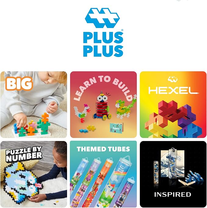 PLUS PLUS Glow in the Dark Mix Tube - Mini Interlocking Building Blocks Set | Roadtrip Essentials for Kids, Sensory Bin Fillers, Math Manipulatives, Classroom Must Haves, Kids Airplane Activities