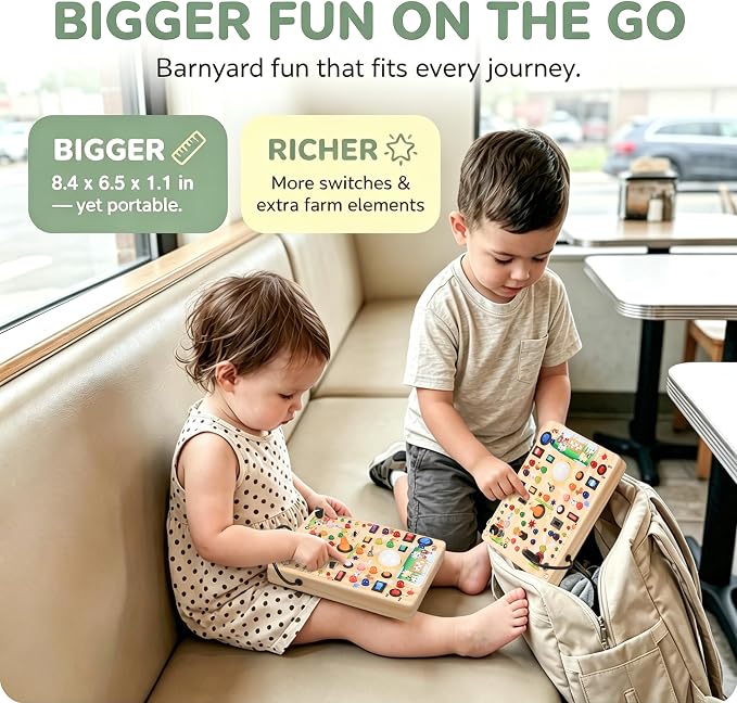 RichBoy Busy Boards, Lights Switch-Style, Wooden, 59-in-1, Large | Toddlers Birthday Gifts, Montessori Toys, Autism Sensory, Fine Motor Skills, Educational Learning, Travel Essentials