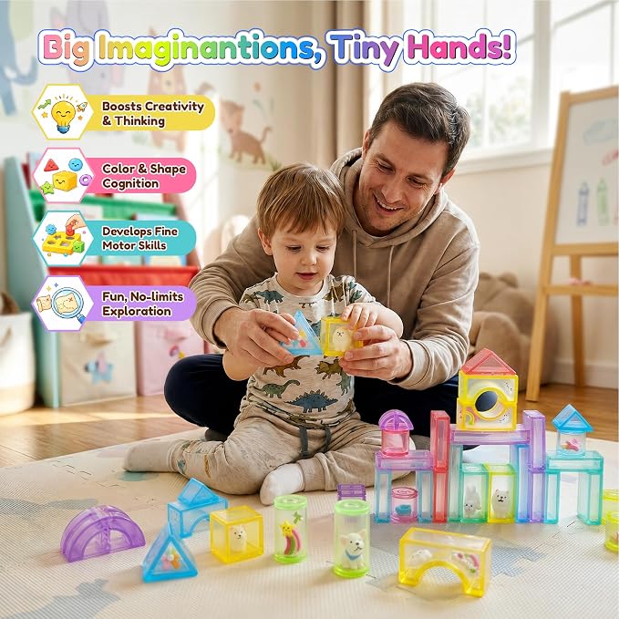 33PCS Soft Sensory Building Blocks for Toddlers, House Garden Gummy Bloc | Preschool Educational Creative Play, Montessori Squeezable, Stretchable Early Learning Construction Playset, Puzzle Blocks