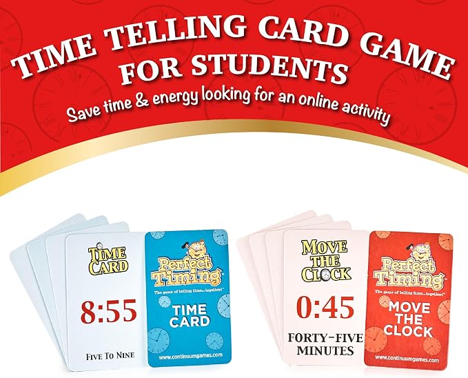 Continuum Games Perfect Timing Game, Tell Time Cooperative Board | for Kids, Fun Educational Family Game to Learn How to Read a Clock