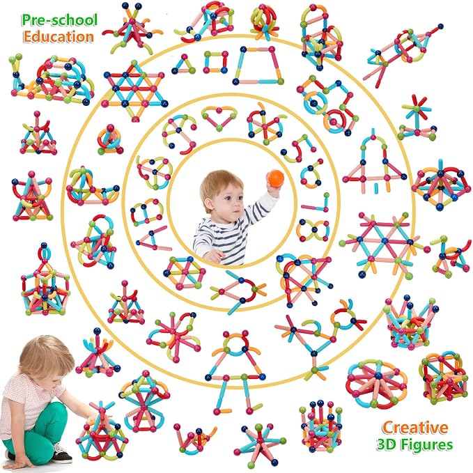 COUOMOXA Magnetic Building Blocks STEM for Kids: Educational Magnetic Set for 6-9+Years Old for Boys Girls - Construction Toys for Early Development Learning for Kids