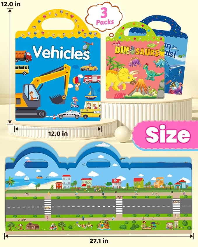 Walenced Reusable Sticker Book for Toddlers, Stickers for Kids, Toddler Toy | Toddler Craft Activities, Toddler Travel Toys, Boy Girl Birthday Gifts, Airplane Travel & Road Trip Essentials Kids