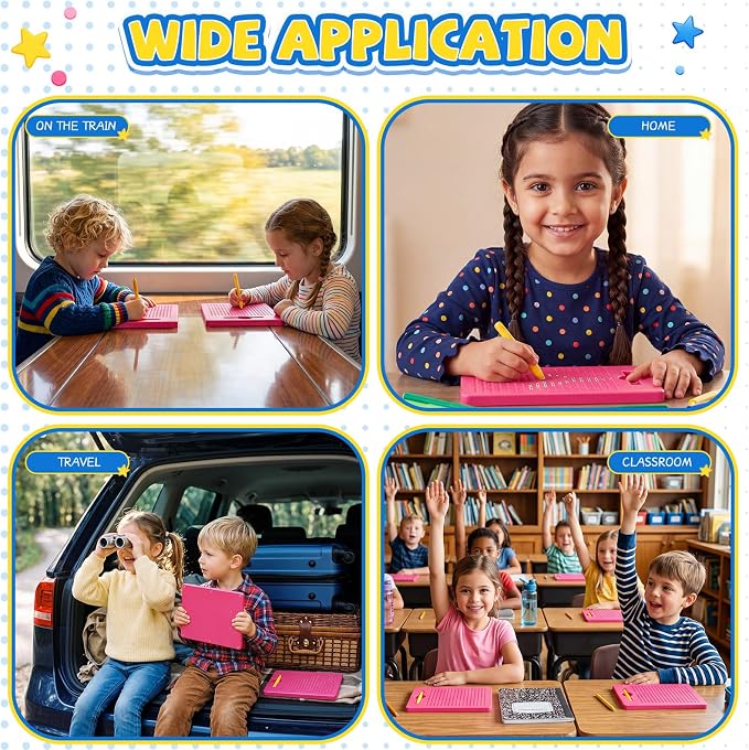 Yexiya 3 Pcs Magnetic Drawing Board for Kids, Toddler Travel Drawing Kit Magnet Sketch Thread Board with Stylus Pen and Beads Toy for Child Quiet Time Activities (7 x 8.5 Inches,Rose Red)