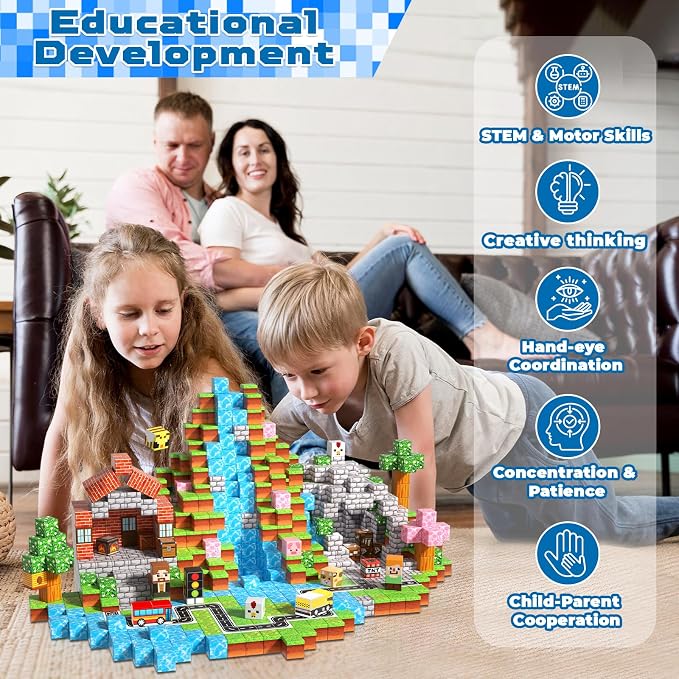 Magneverse 200 PCS 0.8in Magnetic Blocks - Magnet Toys & Magnetic Building Blocks Cubes, Stacking Magnets, STEM Toys for School Acitivities, Birthday Gifts for Boys Age 3+ Years Old (Theme: Forests)