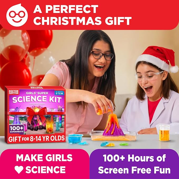 Doctor Jupiter Girls' Super Science Experiments Kit for Kids Ages 8+ | Science Kits for Kids Ages 8-12, Birthday Gift Ideas for Girls 8, 9, 10, 11, 12 Year Olds, STEM Educational Toys