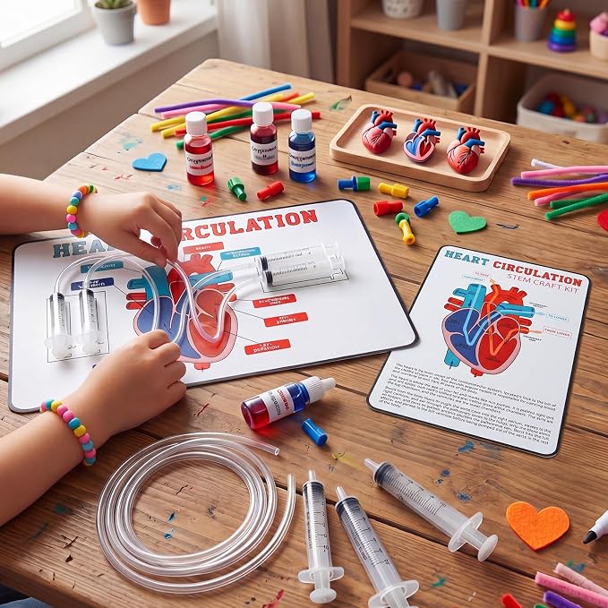 24 Set Stem Heart Circulation Activity Learning Craft Kit Heart Model | 17" x 11" Back to School Science Classroom Must Haves Practice Anatomy, Heart Blood Circulation Learning for Teacher Home VBS