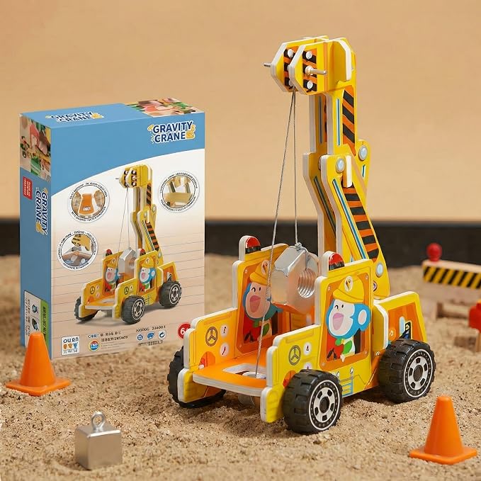STEM Gravity Crane Science Kit, DIY Pulley & Lever, Energy Conversion | Build a gravity crane! See pulleys & levers in action, explore energy conversion. Real parts, safe assembly. STEM curiosity.