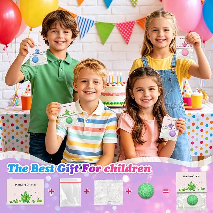 16 Pack Crystal Growing Kit Science Party Favors for Kids STEM Science Experiment Bulk Classroom Prizes Goodie Bag Stuffers Birthday Return Gifts for 4-6 8-12 Boys and Girls (16Pcs, One Size)