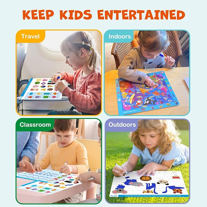 BenBen Search and Find Books for Kids Ages 3 4 5 6 7 8, Dry Erase, Reusable | 28 Pages, Preschool Learning Activities, Travel Game for Road Trip, Fine Motor Skills, Birthday Gift for Kindergartener