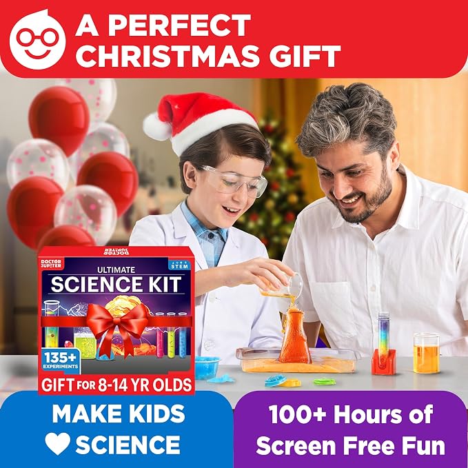 Doctor Jupiter Ultimate Science Experiments Kit for Kids Ages 8+ | Science Kits for Kids Ages 8-12, 135+ Experiments, Birthday Gift for Boys & Girls Ages 9,10,14, Learning & Educational Toy