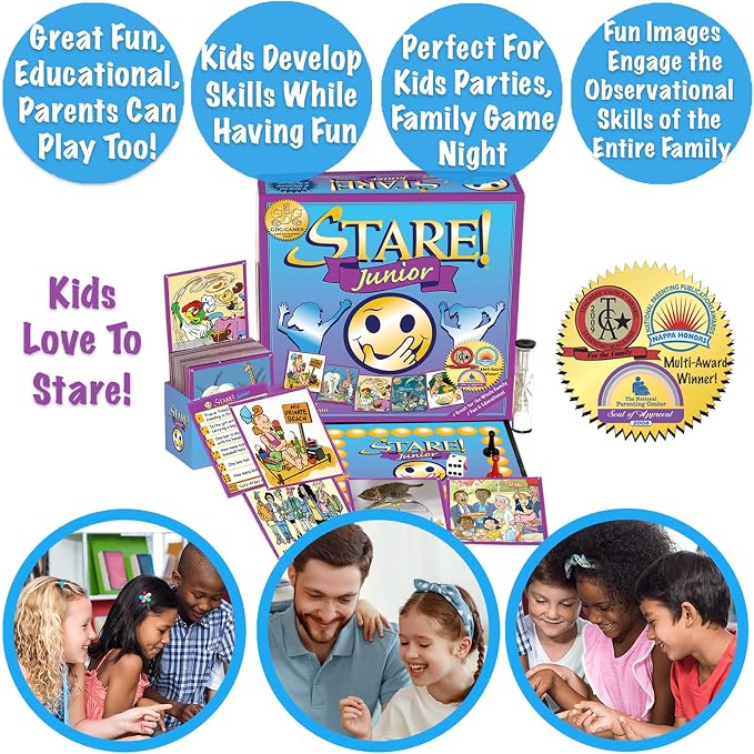 Stare Junior — The Award-Winning Game of Visual Recall, Where Fun Image Cards Challenge Kids’ Minds — Great for The Whole Family, Ages 6 & Up