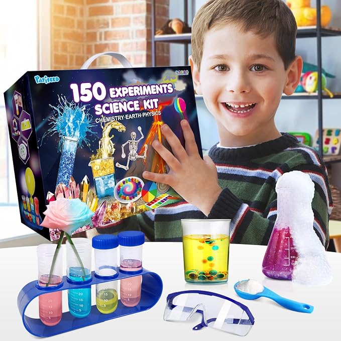 PATIFEED 150 Experiments Science Kit for Kids Chemistry Set | S.T.E.M Toys, Break Your Own Geodes, Volcano Eruption, Crystal Growing, Gift Ideas for Boys Girls