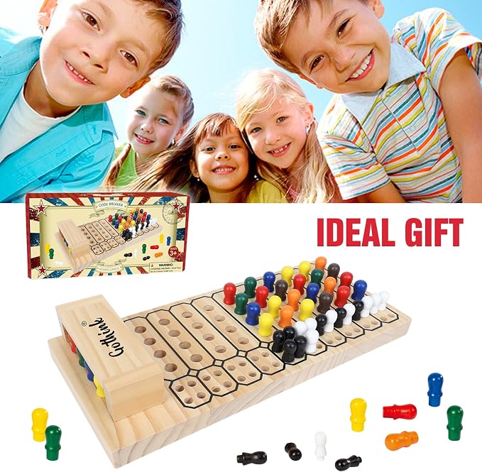 GOTHINK Code Breaker Board Game - Wooden Strategy Game of Codemaker vs. Codebreaker - 2 Player Battle of wits, Color Brain Game - 140 Pegs STEM Toys Gift for Kids 6+ Ages and up - Family Games