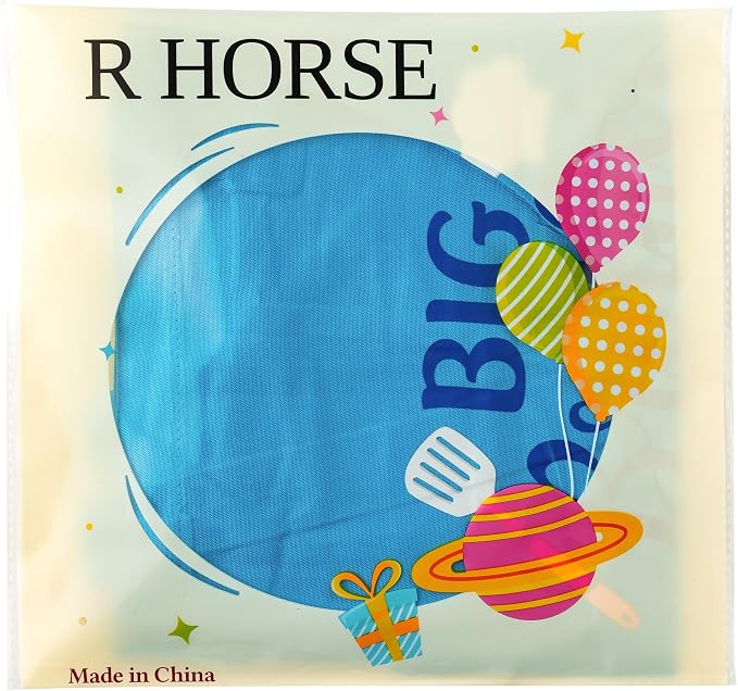 R HORSE Kids Apron and Chef Hat Set - 2Pcs Blue Big Brother Adjustable Children Kitchen Apron, Dress up Role Play Chef Toy Cooking Baking Painting and Training Kit for Boys Funny Cooking Birthday Gift