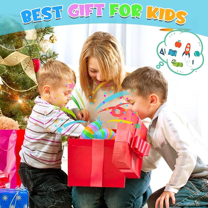 Cevioce Sensory Slug Fidget Toys, Fidget Slug Toys for Adult & Kid Party Favors, 1 PC Cute Autism Sensory Toys for Autistic Children, Travel Toys for 3+ Easter Basket Stuffers Gifts for Toddler Kids