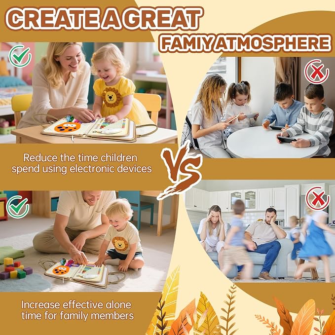 Aurasys Busy Board Montessori Toys for Toddlers Birthday Gifts | Montessori Busy Book Sensory Board for Learning Fine Motor Skills, Airplane Travel Toys for Boy & Girl