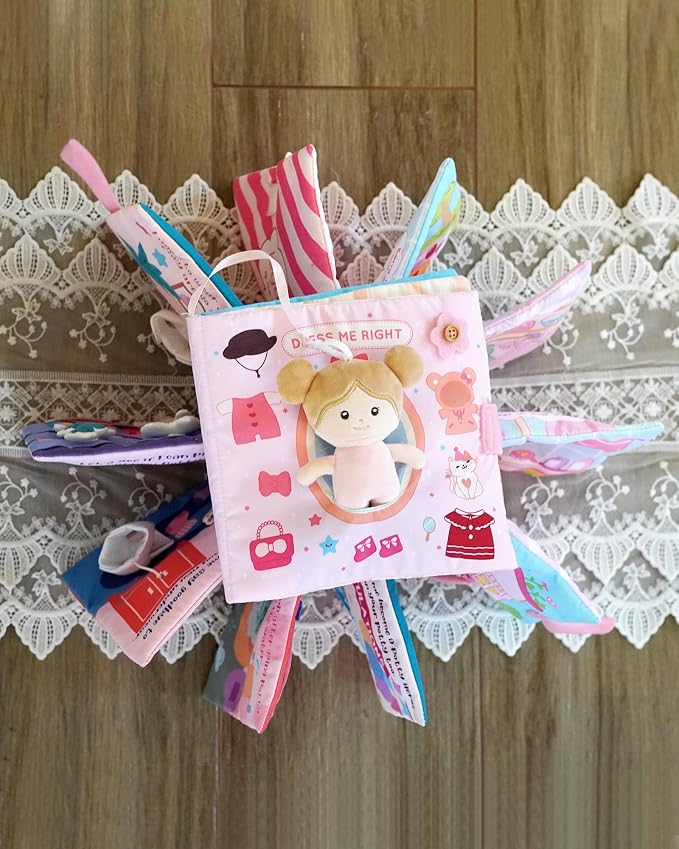 LeyaDoll Montessori Busy Book for Toddlers 1-3, 1 Year Old Girl Gifts | Toddler Airplane Travel Essentials, Crinkle Pages, Fine Motor Skills Toys, Keep Toddlers Busy, Pink Gift Box Included