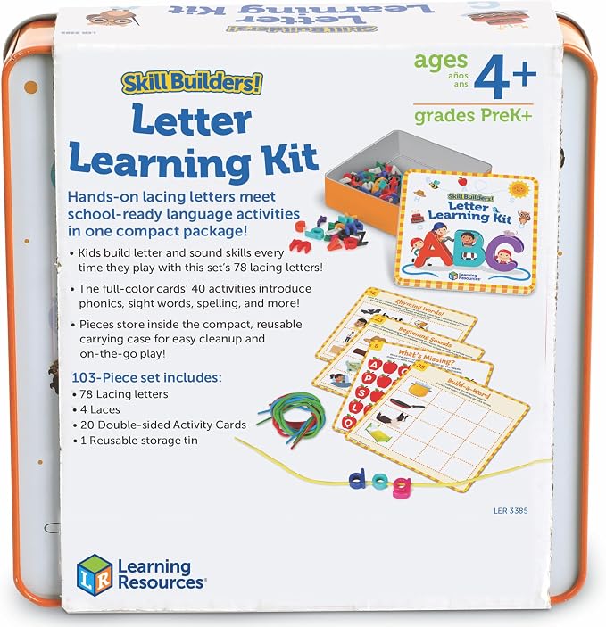 Learning Resources Skill Builders Letter Learning Kit | Alphabet Montessori Toys, Homeschool Supplies, Preschool Classroom Must Haves, Toddler Activities, Lacing Cards