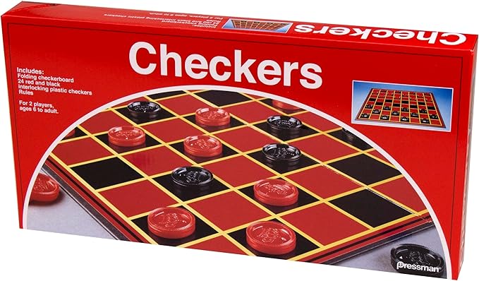 Pressman Checkers -- Classic Game With Folding Board and Interlocking Checkers, 2 Players