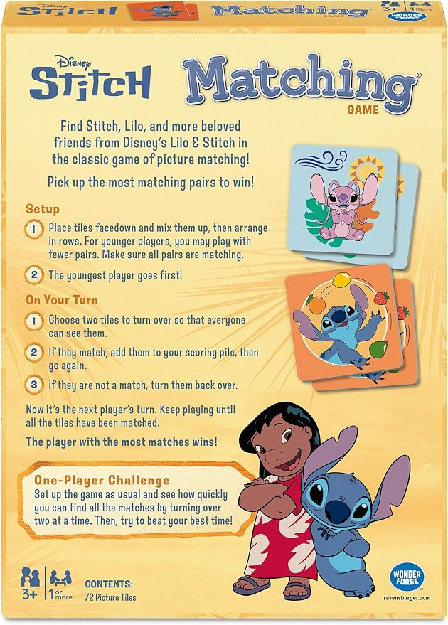 Wonder Forge Disney Stitch Matching Game - Engaging Memory Game for Toddlers and Preschoolers - Fun and Educational for Ages 3+