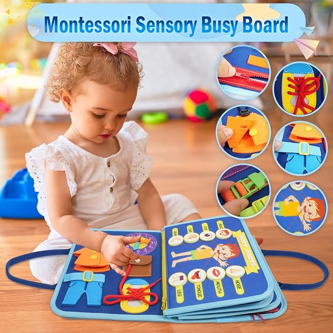 Montessori Busy Board Sensory Toddler Activity Book (Planet) | Toddla Learning Quiet Book for Boys & Girls Ages 1-3, Ideal Birthday & Christmas Gift for 1+ Year Old