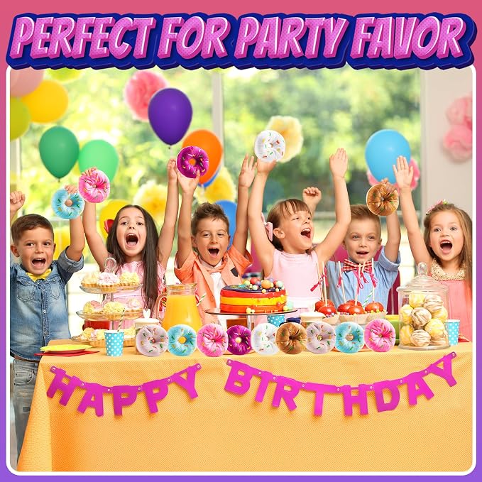 Plush Donut Toys with Sprinkles (6-Pack) Stuffed Donut Party Decorations | Soft Stuffed Donuts for Birthday Decorations, Donut Party Supplies, Party Favors, Kids Gifts, Photo Props & Classroom Rewards
