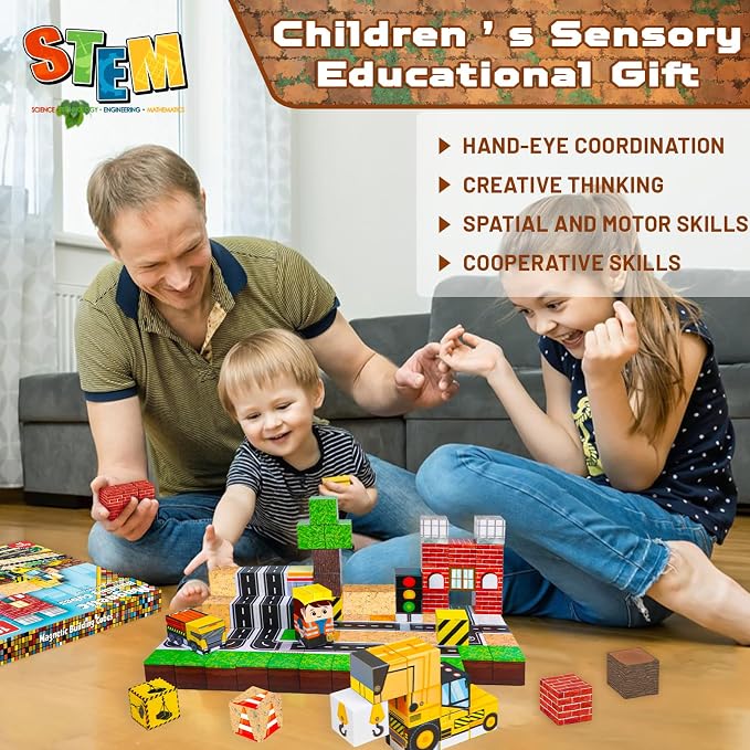 ToyUnited Magnetic Blocks - 100PCS Magnetic Building Blocks Magnet Cubes Stacking Construction Set, STEM Montessori Sensory Toys for Kids Boys Girls Ages 3-5 6-8 Holiday Birthday Gifts