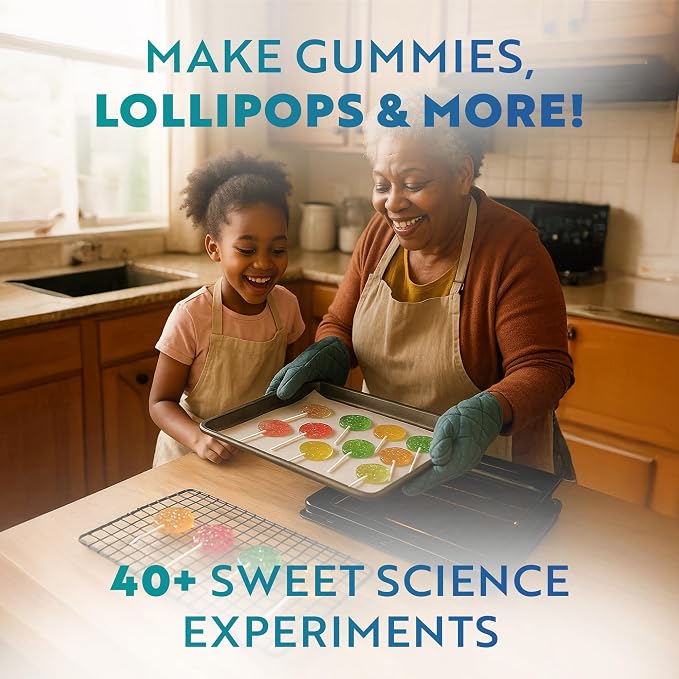 Playz Edible Candy Making Kit for Kids Age 8-12 Years Old with 40+ Fun | Science Experiments, DIY Chemistry kit for kids Rock, Gummy, Chocolate, hard candy maker, STEM Toys/gift for Girls and Boys