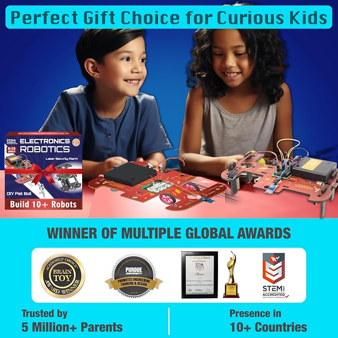 Butterfly EduFields 10in1 STEM Electronics Robotics Kit for Kids Ages 8-12 | Engineering Science Kit | Robot Building Projects | Educational Electronics Toy | STEM Learning for Boys & Girls