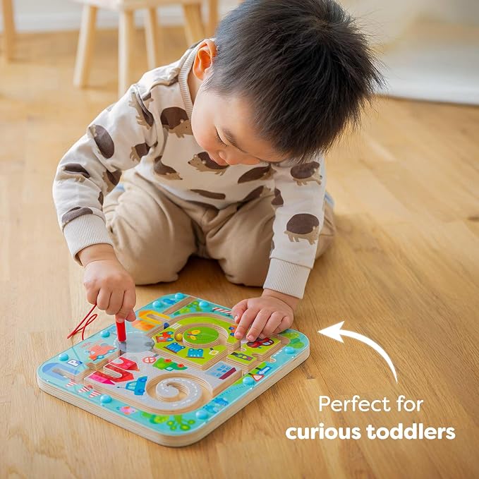 HABA Town Maze Magnetic Busy Board & Travel Toy for Toddlers Ages 2 & Up | Magnetic maze travel activity for toddlers that builds fine motor skills, focus and screen-free learning on the go.