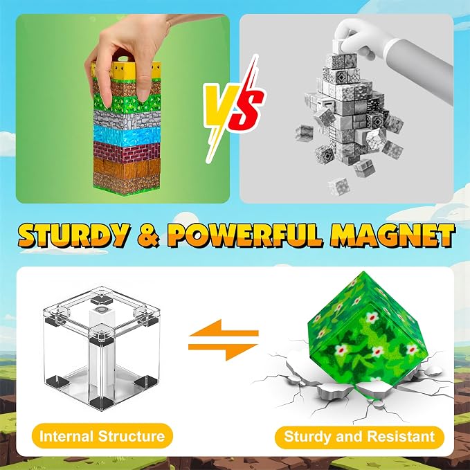 Enjoyjoy 300 PCS Magnetic Building Blocks - Montessori Stacking Construction Sensory Toys Magnets Cubes for STEM for Kids Ages 4-8 Boys Girls Christmas Birthday Gifts