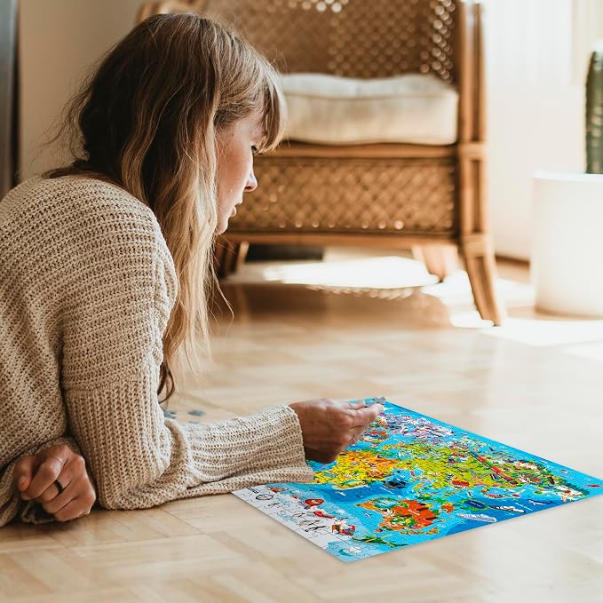500 Piece Puzzles for Adults - 3 Educational Map Puzzles for Adults | Learning Floor Puzzles of the United States, World and Space - Games and Toys for 15 Year Old