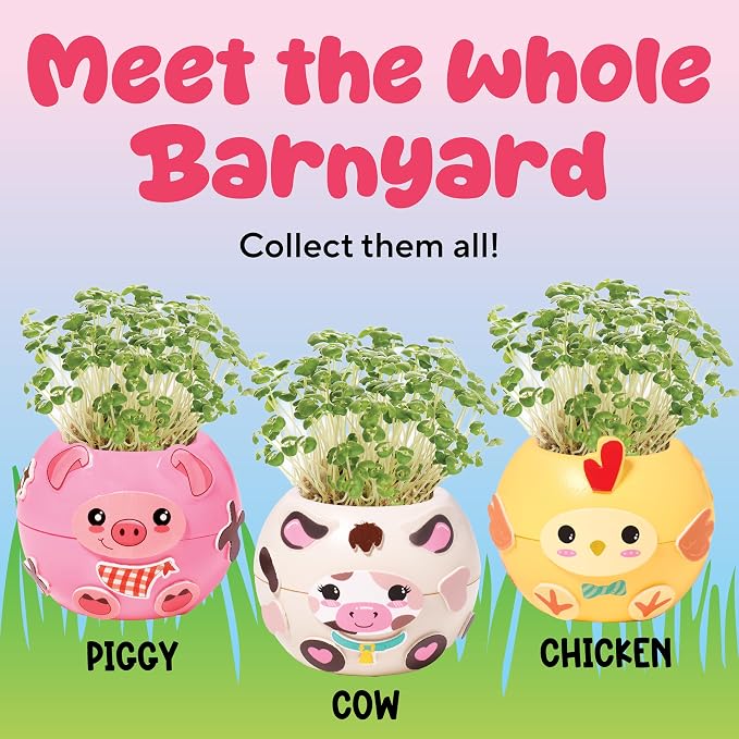 Creativity for Kids Plant-a-Pet Barnyard Pig Kit | Decorate, Plant & Grow Your Own Pet | Chia Seed Gardening Craft | Spring Crafts & Screen-Free Kids Activity (Ages 6+)
