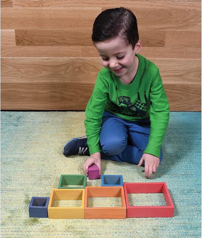 tickit Wooden Rainbow Architect Squares, Nesting Puzzle | Stacking Blocks for Ages 1+