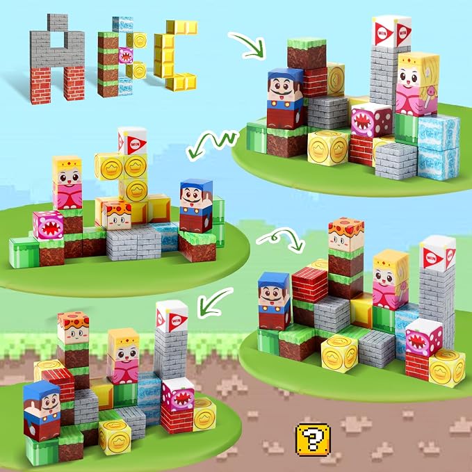 Magnetic Building Blocks for Kids 3-8, STEM Travel Toys with Storage Box | Montessori Educational Toys, Free Play & Easy Storage, Creativity & Imagination, Birthday & Christmas, Gifts