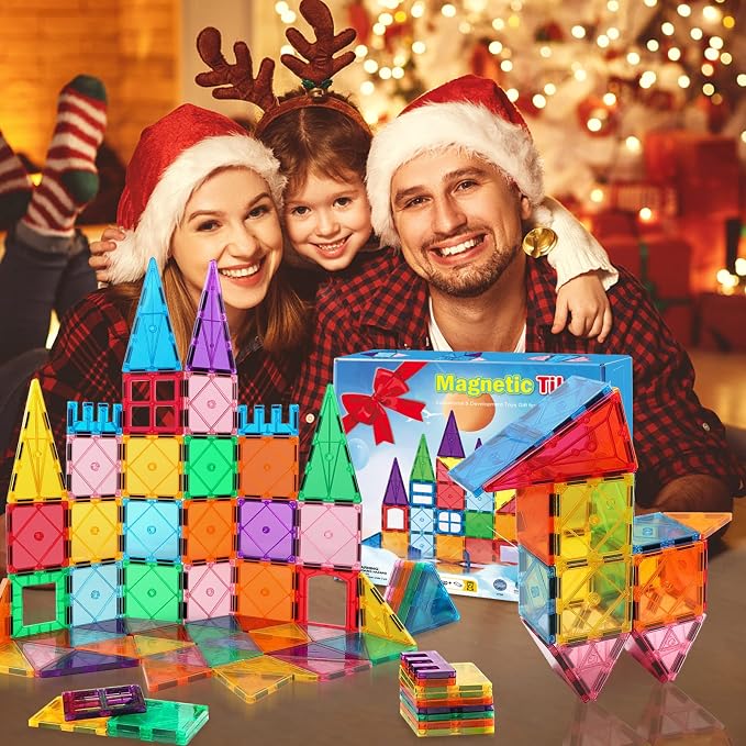 Mruikeny Magnetic Tiles Building Blocks for 3 4 5 6 7 8+ Years Old Boys Girls Colorful Magnet Stacking Toys Birthday Gift for Toddlers STEM Preschool Educational Construction Tiles Set | Colorful Magnet Stacking Toys Birthday Gift for Toddlers STEM Pre...