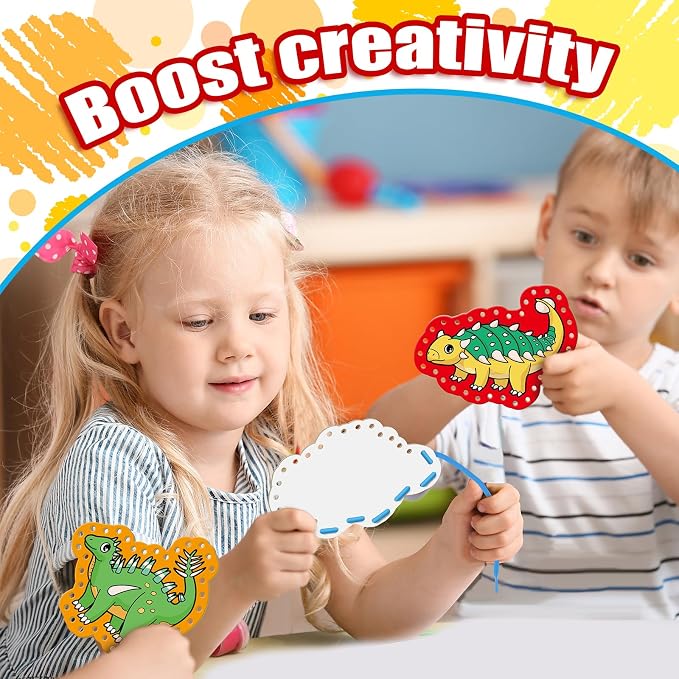 Lacing Cards,Sewing Kit for Kids,Fine Motor Toys,Classroom Must Haves | Shoe Tying Practice, Manipulatives for Preschoolers,Homeschool Supplies,Preschool Learning Activities,Toddler Crafts