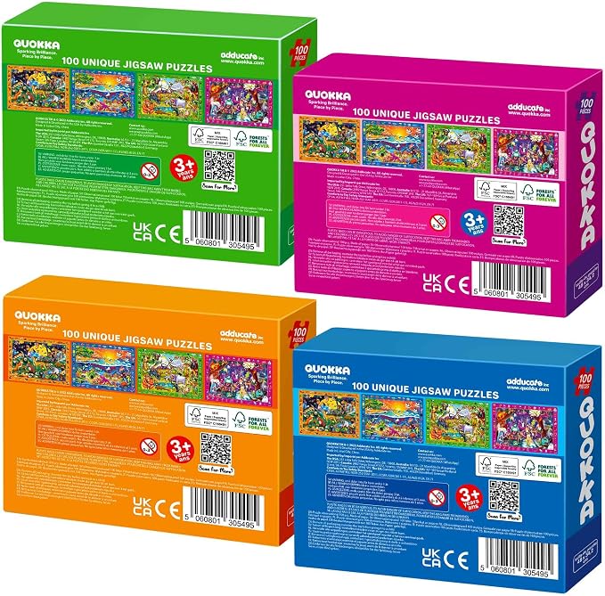 100 Piece Puzzles for Kids Ages 4-6 - 4 Jigsaw Kids Puzzles Ages 4-8 | Search and Find Observational Nocturnal Life - Educational Kids Puzzles Ages 8-10 - Learning Toys for Children 5-8