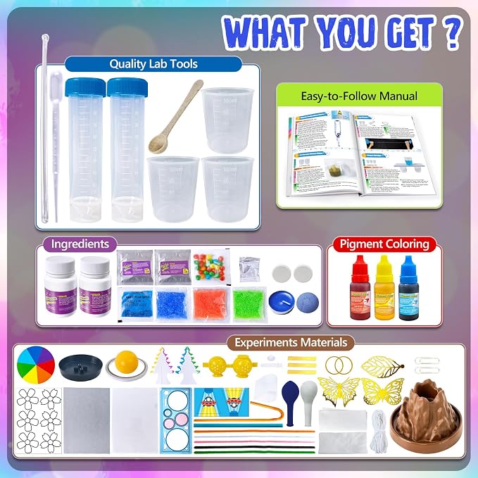 PATIFEED 110 Science Experiments Kit for Kids Chemistry Set | S.T.E.M Toys, Educational Lab, Volcano Eruption, Crystal Growing, Birthday Gifts for Boys Girls