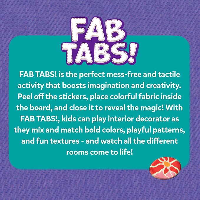 Skillmatics Fab Tabs – Dream Home, 3D Sensory Fabric Art, Sewing Craft Kit | Peel & Stick Sticker Activity, Mess-Free Play, Travel Toy, Gifts for Boys & Girls Ages 4, 5, 6, 7, 8, 9